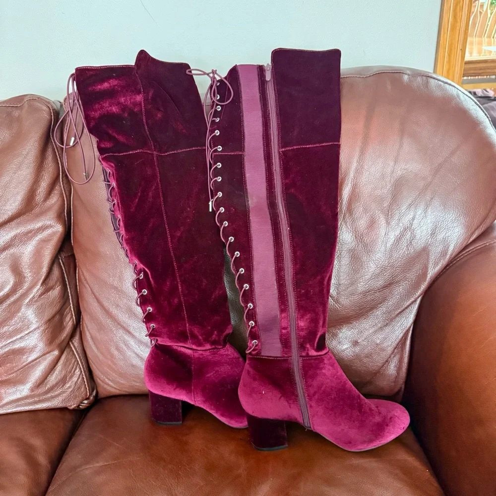 Elegant Burgundy Over-the-Knee Boots